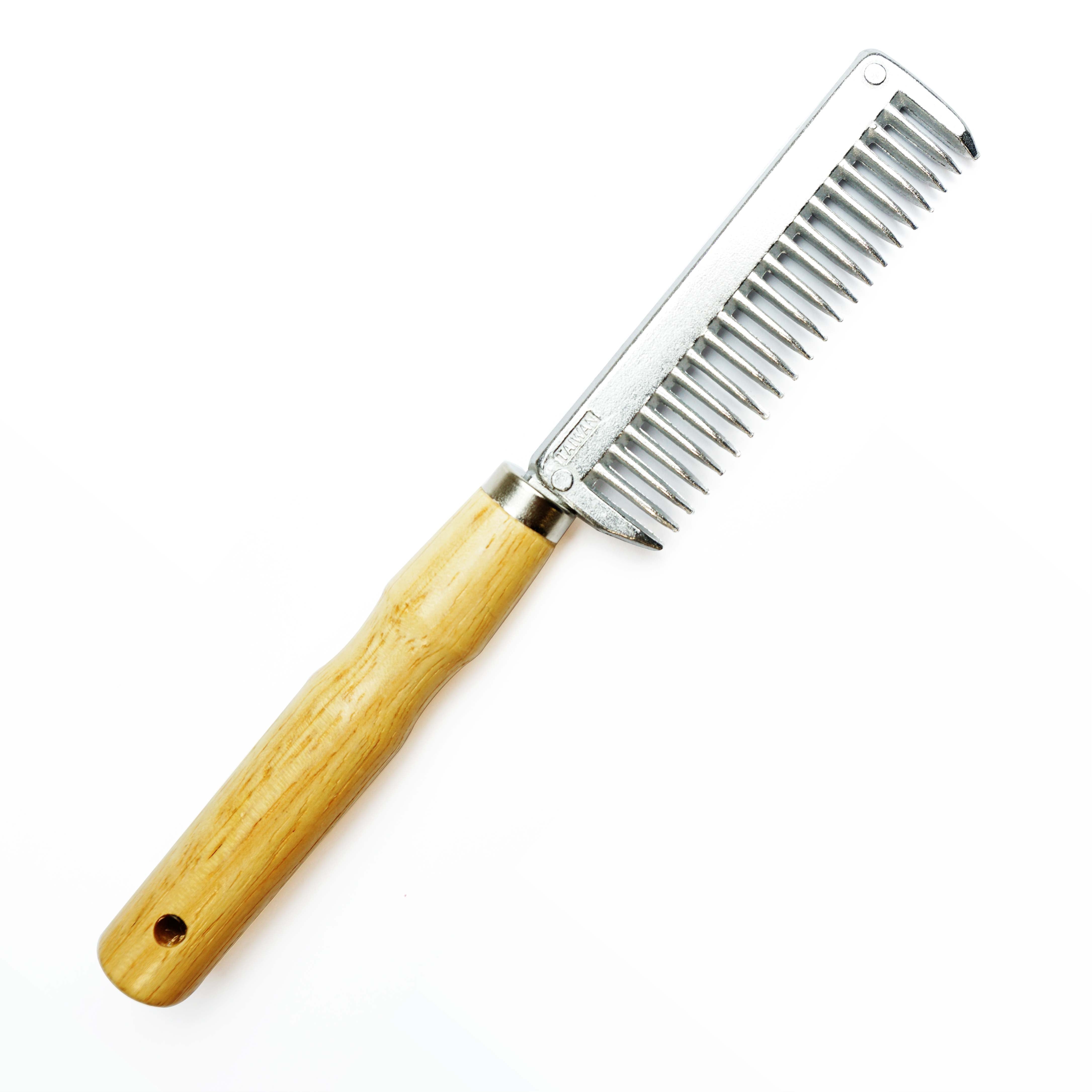 Mähnenkamm aus Metall mit stabilem Holzgriff